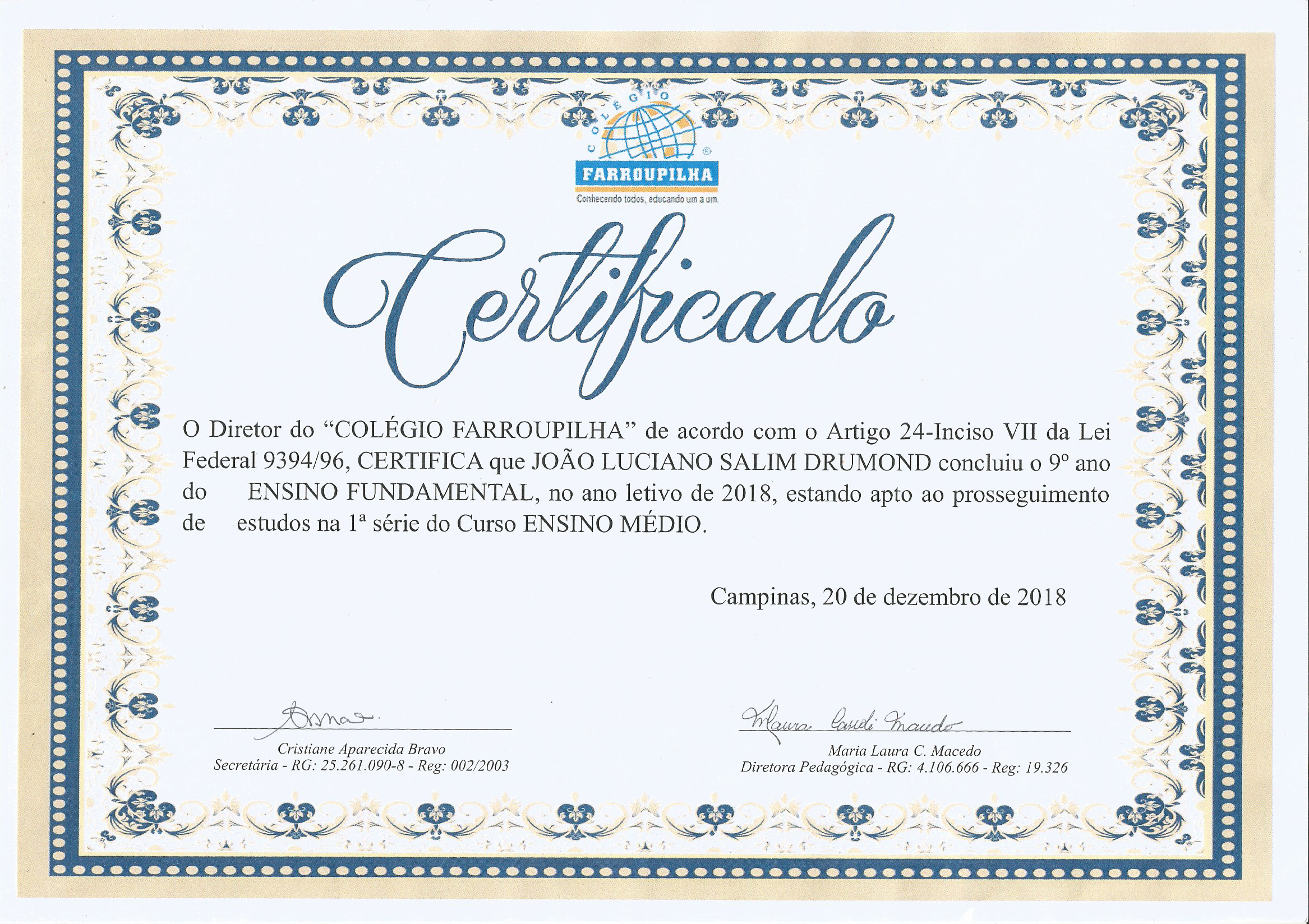 Certificado Farroupilha