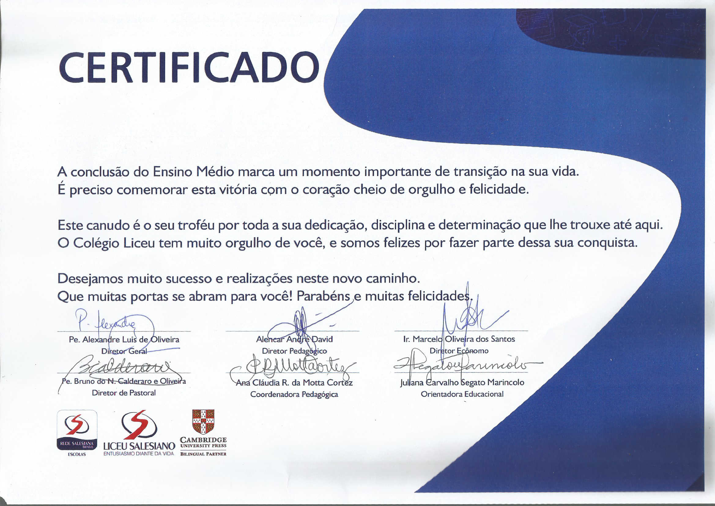 Certificado Liceu